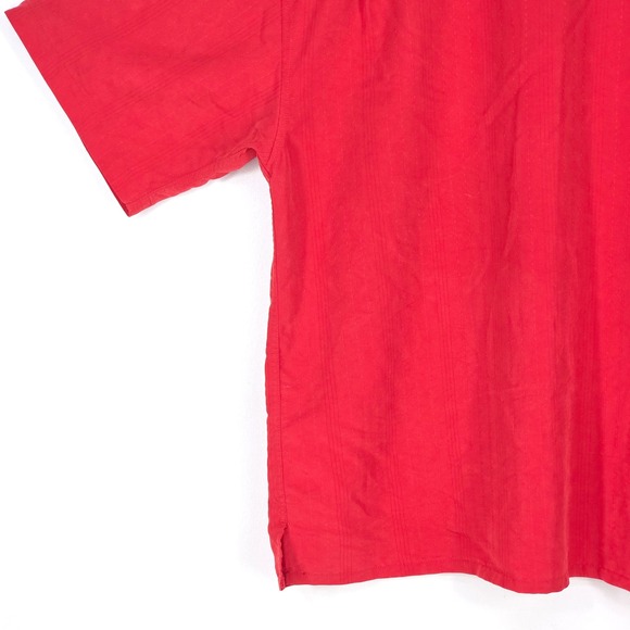 Bamboo Cay‎ Palm Tree Shirt XL Red Embroidered Button Up Island Camp Modal Blend - Picture 16 of 16